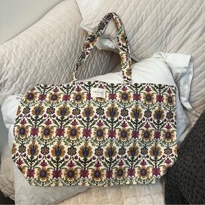 Sesame floral cotton tote bag